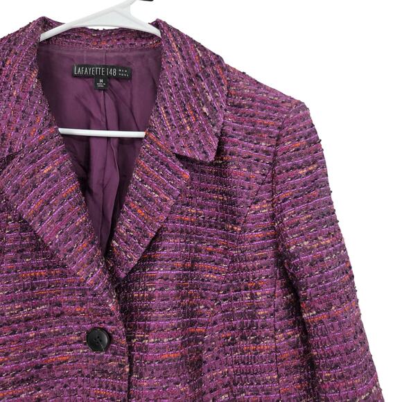 LAFAYETTE 148 NEW YORK SZ 14 TWEED BUTTON FRONT LONG SLEEVE BLAZER JACKET - Picture 5 of 5